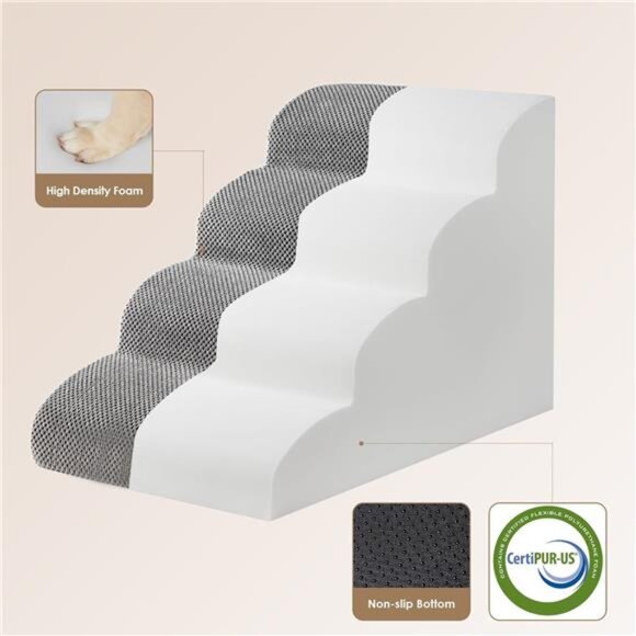 Curved Dog Stairs for High Beds 19.7" H,4-Step Dog Steps for Small Dogs and Cats - Picture 3 of 7